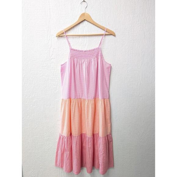 NWT $110 J Crew Striped Sleeveless 100% Cotton Midi Summer Dress Size Small - Picture 1 of 7
